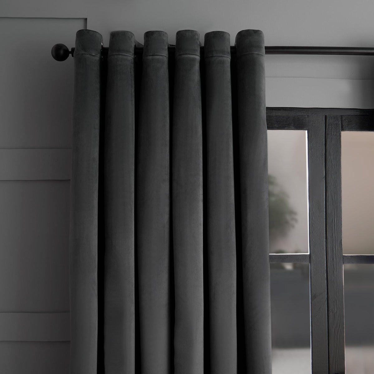 Thermal Matte Velvet Eyelet Curtains 2 Pair Of Ready Made Thick Fabric Ring Top