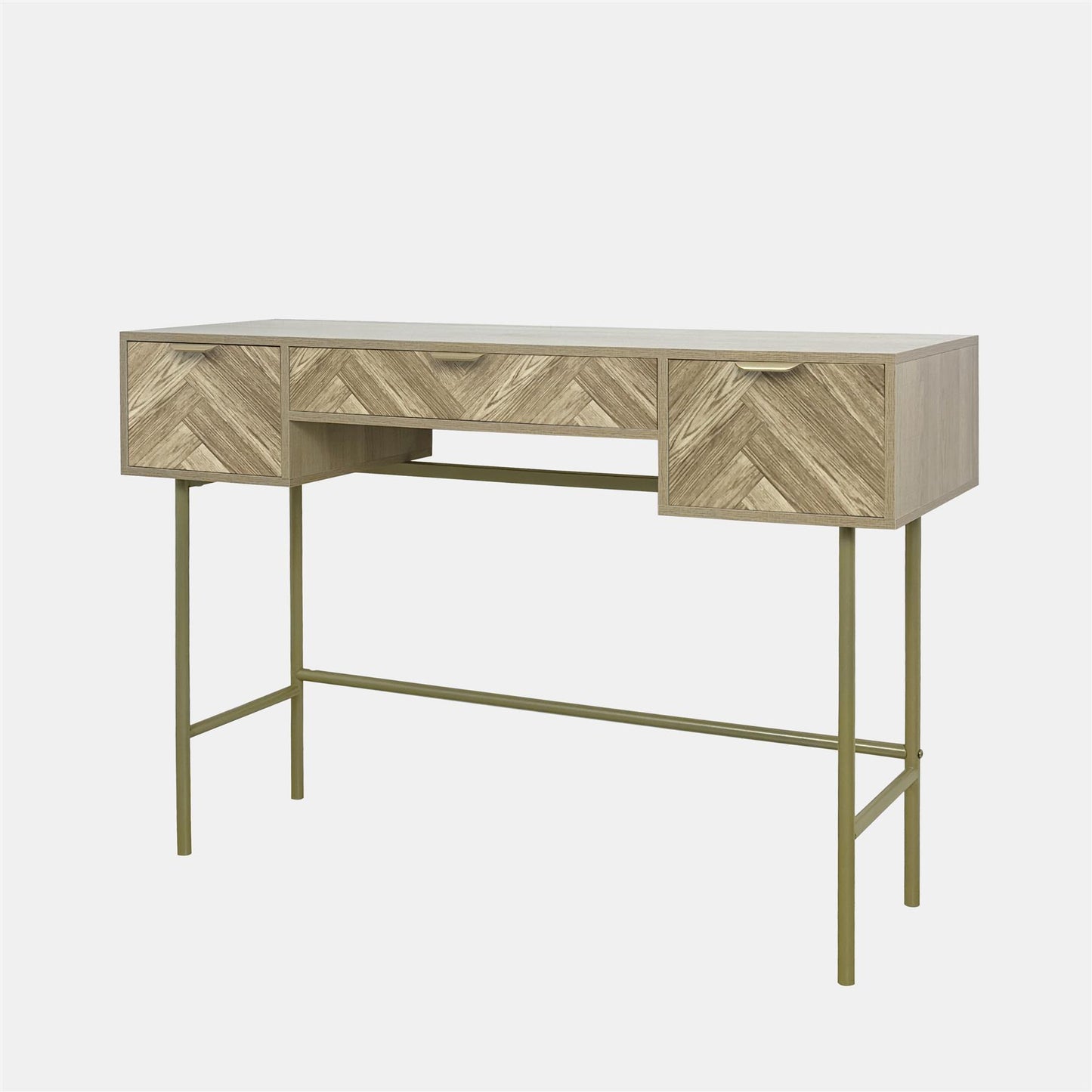 OHS Chevron Dressing Table Engineered Wood Makeup Vanity Desk with 3 Drawers