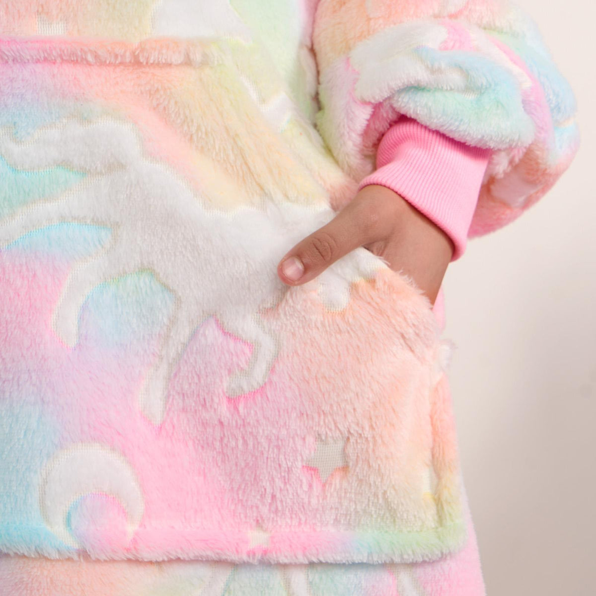 Kids Hoodie Blanket Oversized Sherpa Fleece Jumper Sweatshirt Soft Warm Throw