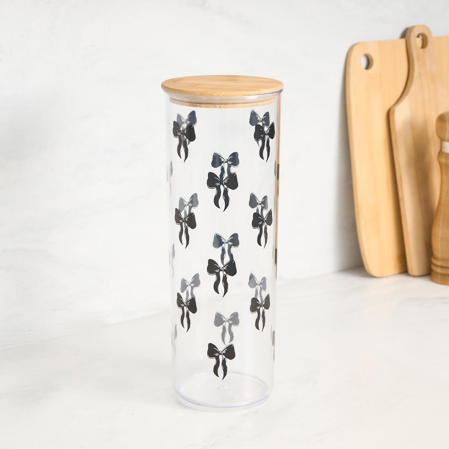 OHS Bows Food Container Airtight Bamboo Lid BPA-Free Plastic Kitchen Storage Jar