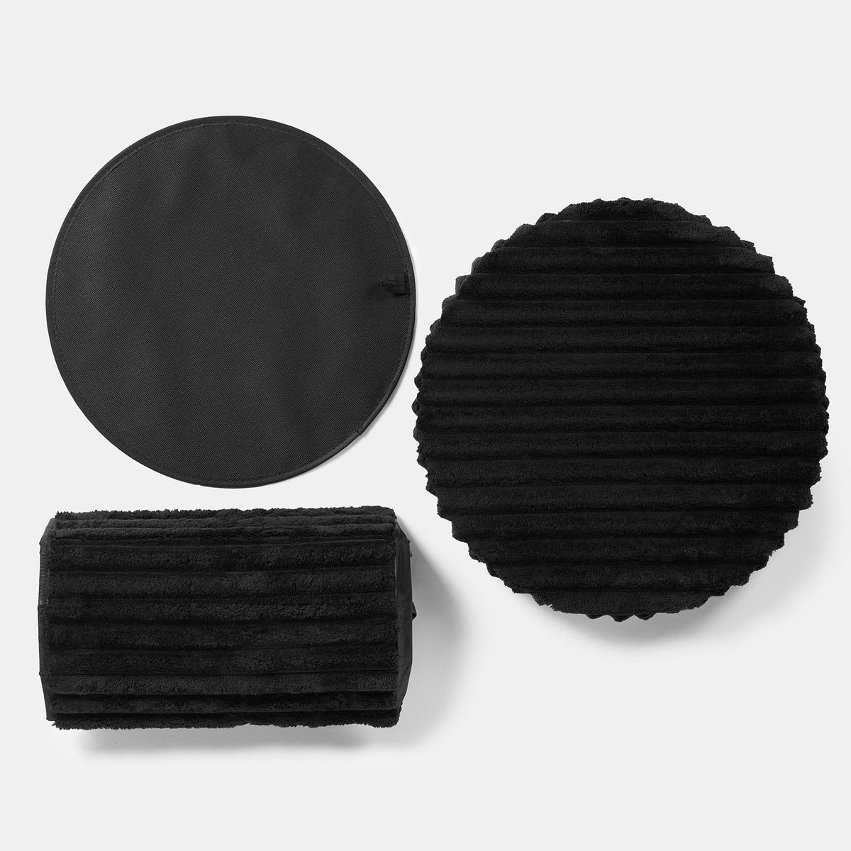 OHS Storage Box Lid Ottoman Folding Ribbed Fleece Footstool Tub Seat