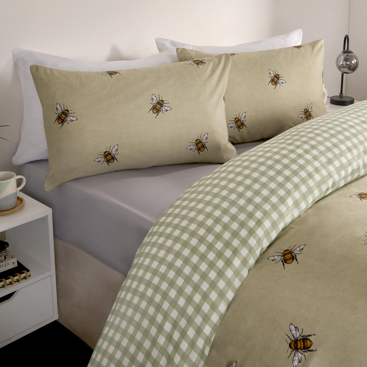 Bee Duvet Cover Set Reversible Stripe Quilt Bedding Set Single Double King Size