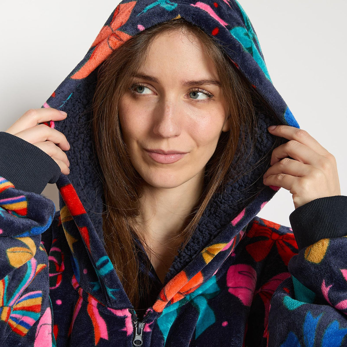 OHS Zip Up Hoodie Blanket Oversized Sherpa Fleece Thermal Sweatshirt Jumper
