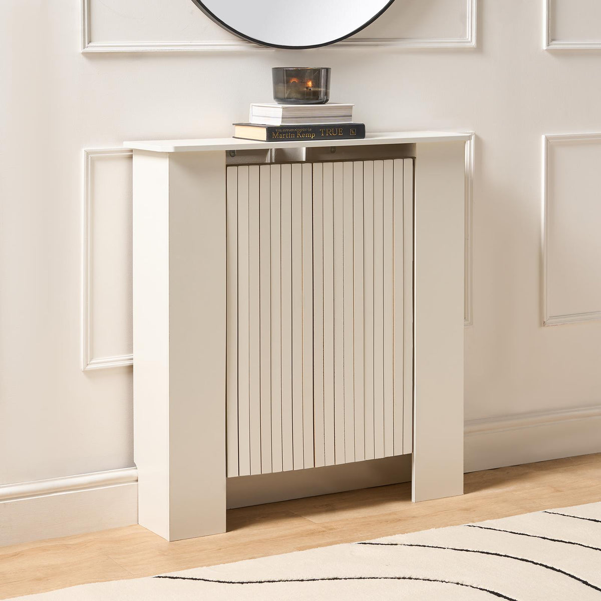 OHS Ribbed Radiator Cover Slatted Engineered Wood Side Board S M L Cabinet Shelf