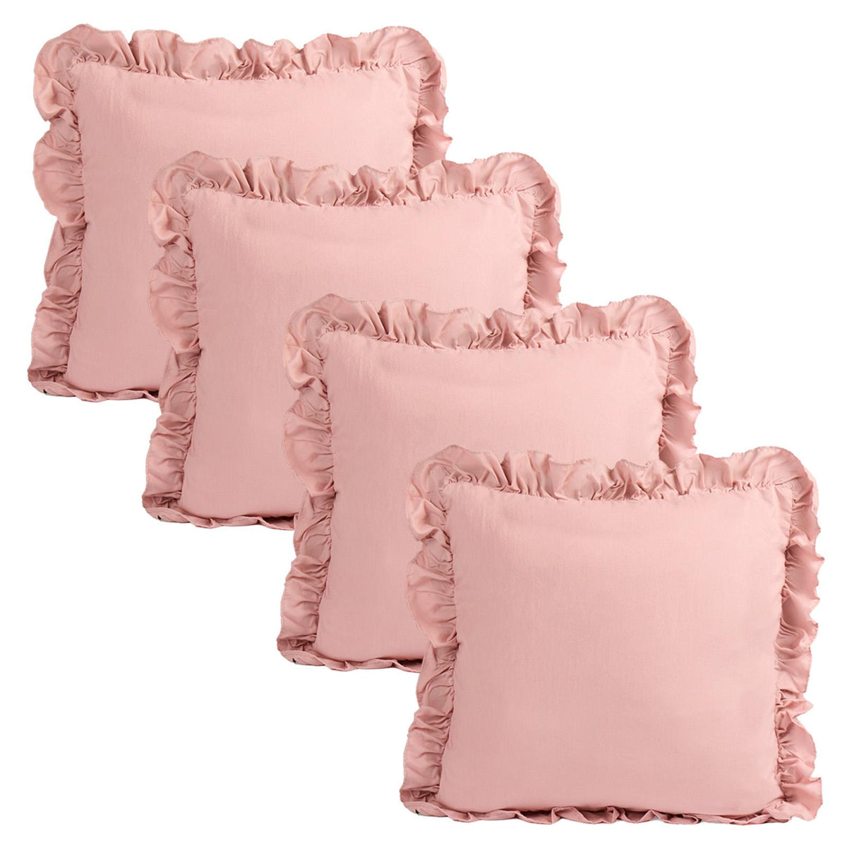 OHS Frill Cushion Covers Faux Linen Soft Square Pillowcases Home Decor Multipack