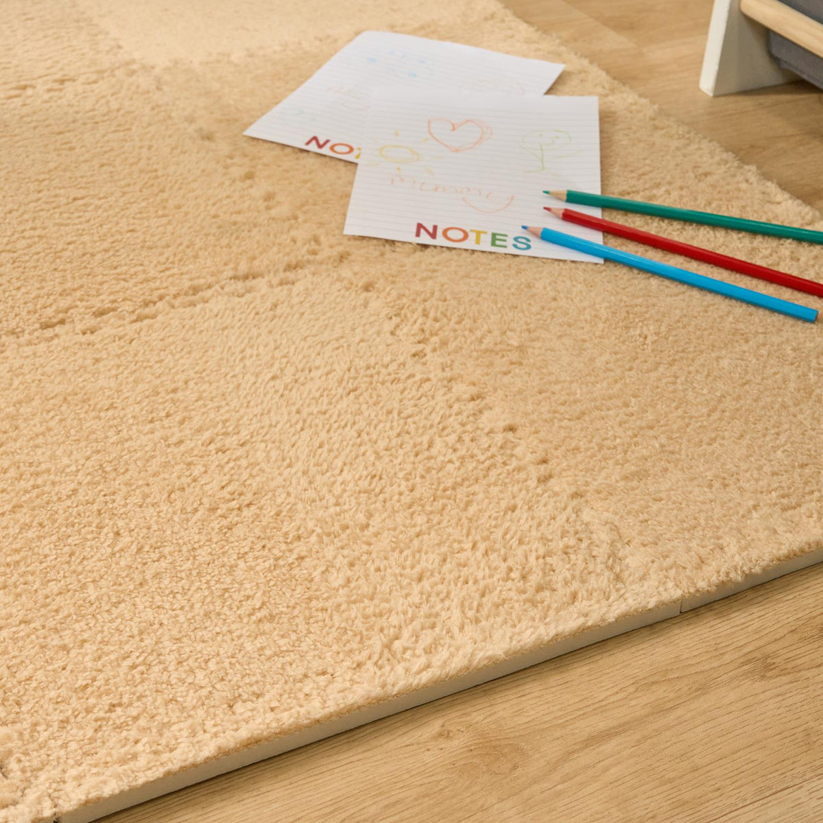 OHS Interlocking Foam Floor Tiles Teddy Fleece Soft Kids Play Mat Carpet Yoga