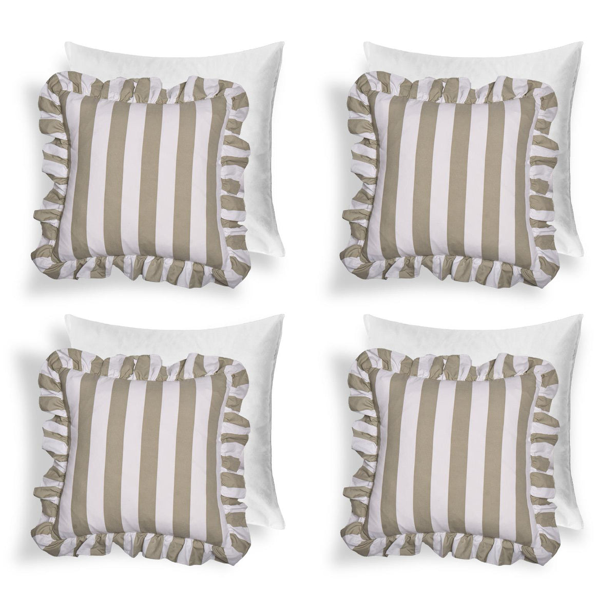 OHS Stripe Frill Cushion Covers Microfibre Square Pillowcases Home Decor