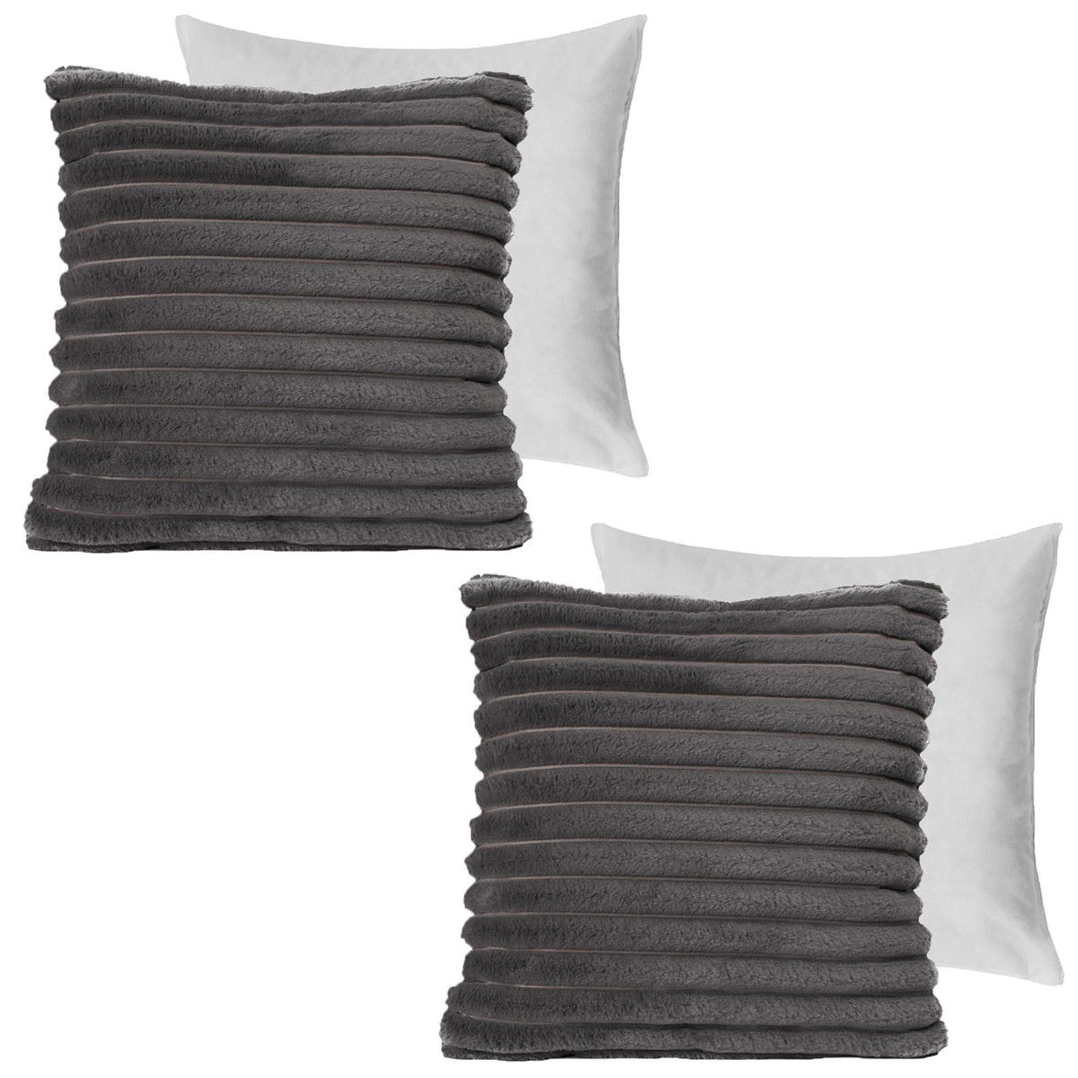 OHS Thick Rib Cushion Covers Faux Fur Soft Fleece Square Pillowcases Home Decor