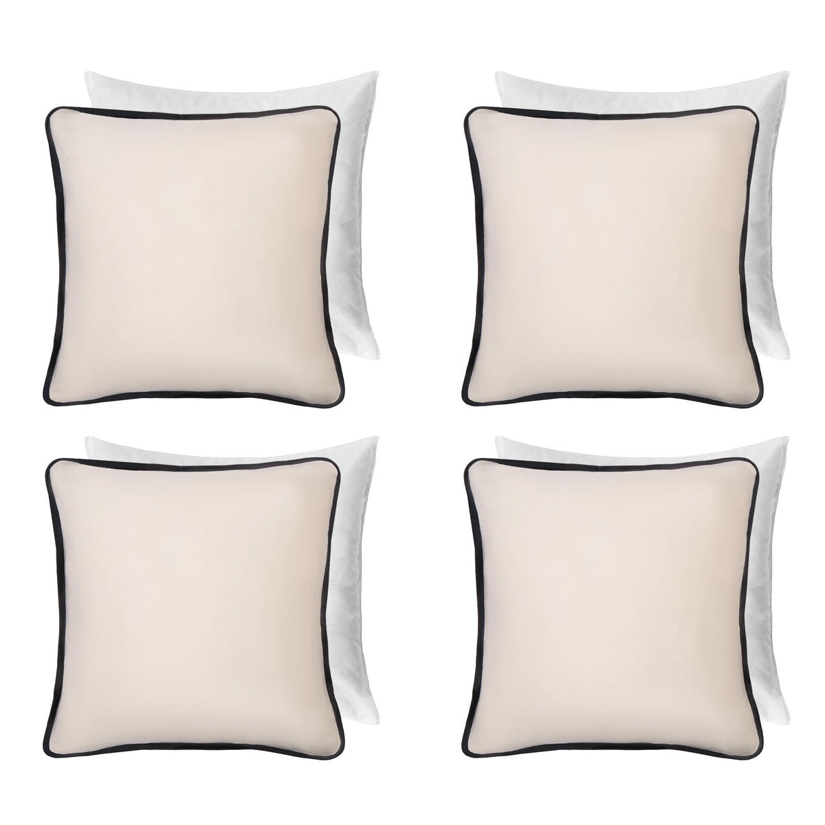 OHS Piped Edge Cushion Covers Matte Velvet Soft Luxury 2/4 Square Pillowcases