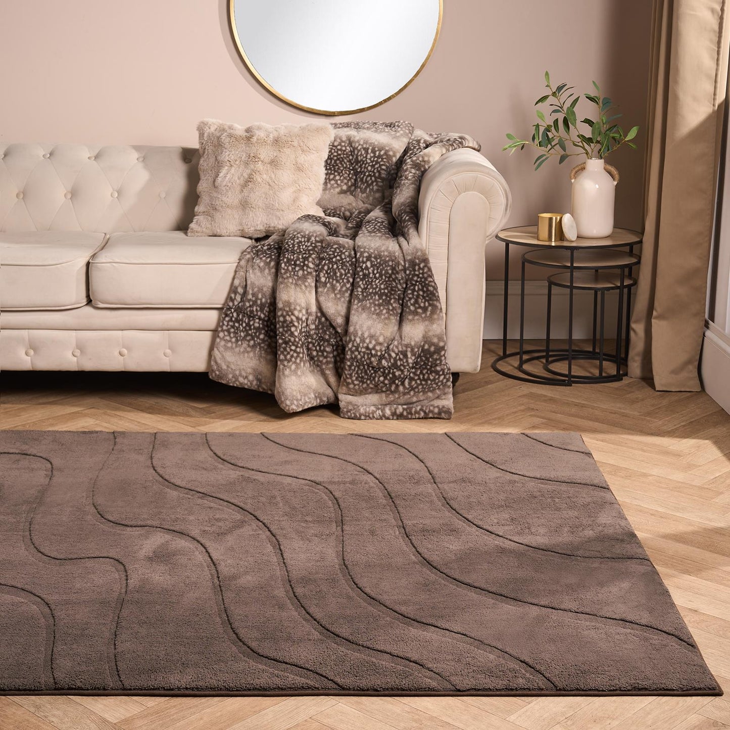 OHS Tufted Contour Rug Non Slip Soft Modern Carpet Living Room Bedroom