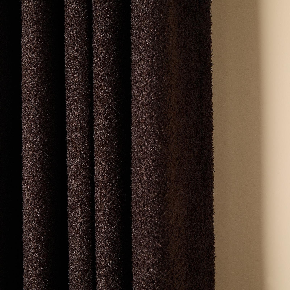 OHS Boucle Eyelet Curtains Blackout Pair Ready Made Ring Top Energy Saving
