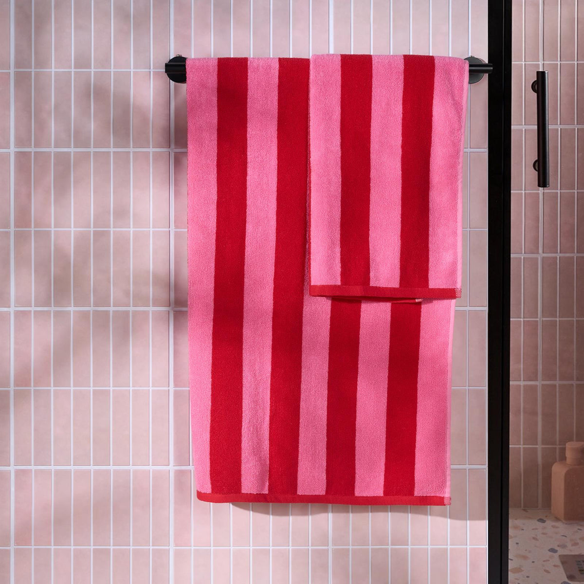 OHS Stripe 100% Cotton Bath Hand Towel Hotel Luxury Shower Soft Absorbent