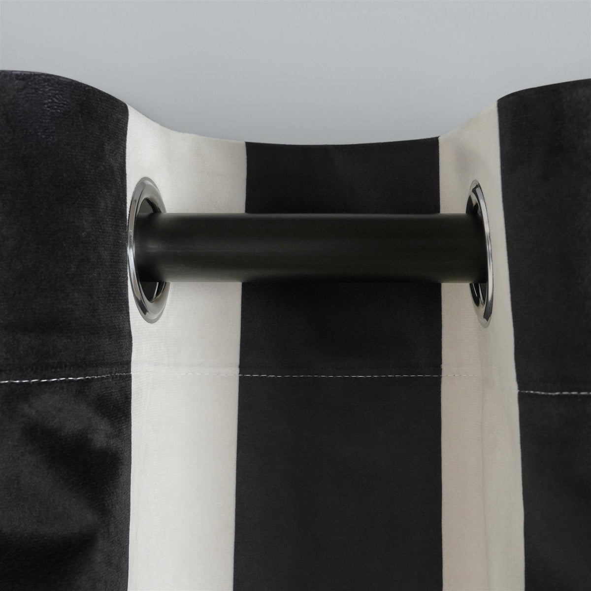 Stripe Blackout Eyelet Curtains Thermal Pair of Ring Top Panels Ready Made Décor
