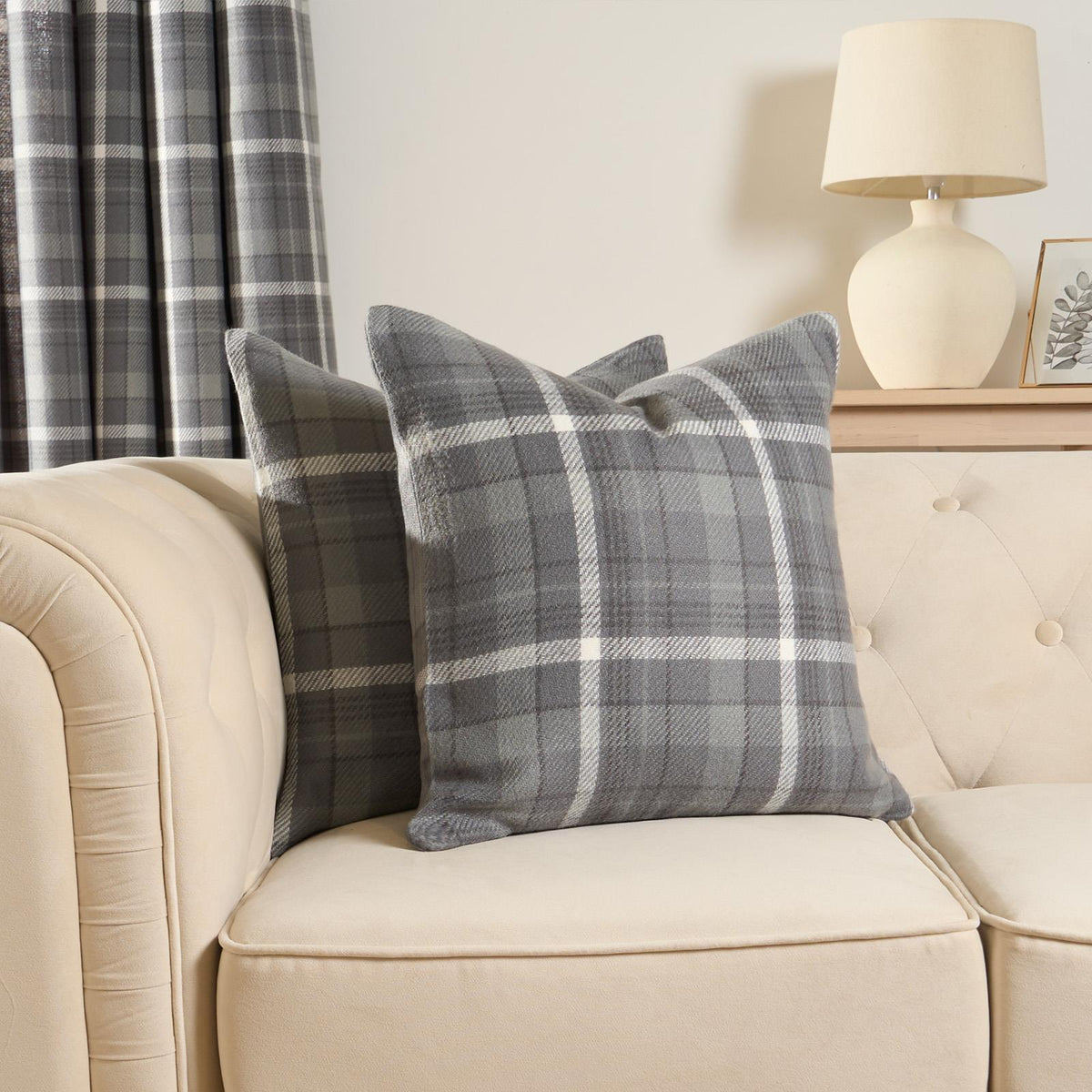 Woven Check Cushion Covers Tartan Pack of 2/4 Filled Case Pad Set 18" x 18" Home