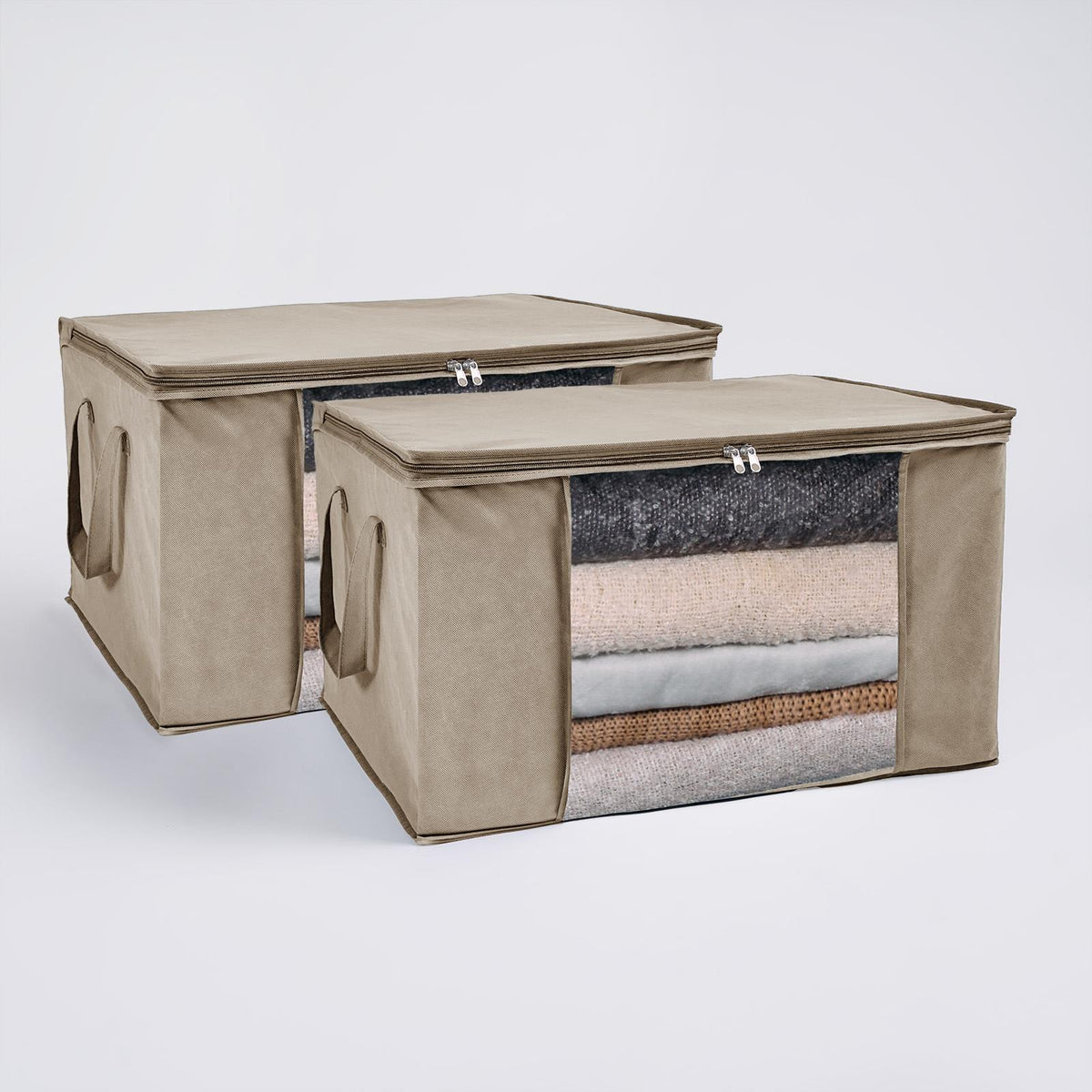 Large Underbed Storage Bags 2 Pack Clothes Shoes Organiser Folding Zipped Cube
