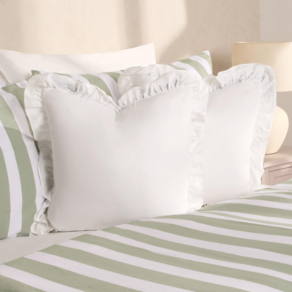 OHS Frill Cushion Covers Faux Linen Soft Square Pillowcases Home Decor Multipack