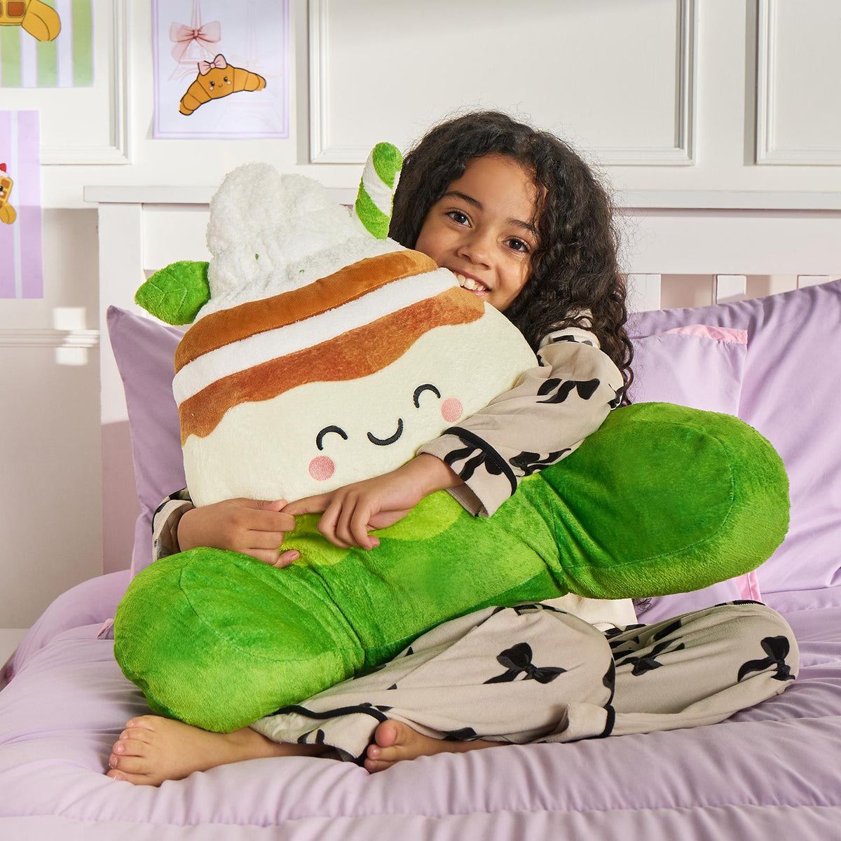 OHS Character Cuddle Cushion Soft Fleece Reading Pillow with Arms Bed Chair