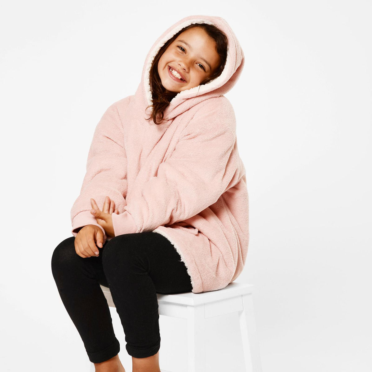 Kids Hoodie Blanket Oversized Sherpa Fleece Jumper Sweatshirt Soft Warm Throw