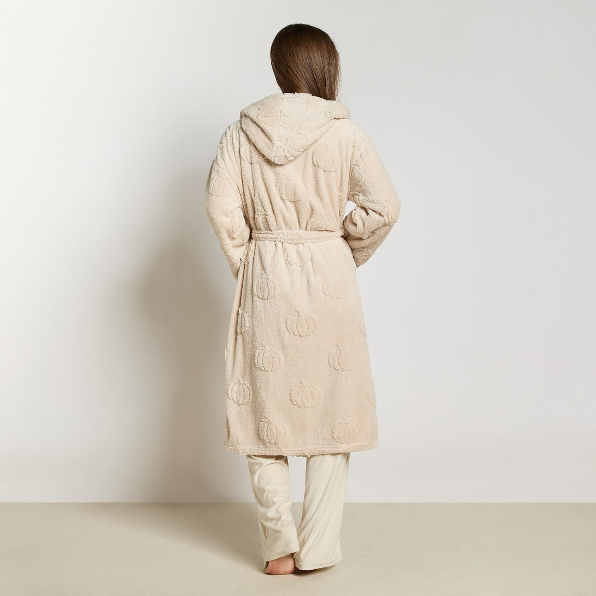 OHS Tufted Dressing Gown Soft Fleece Robe Thermal Bathrobe Hooded Loungewear