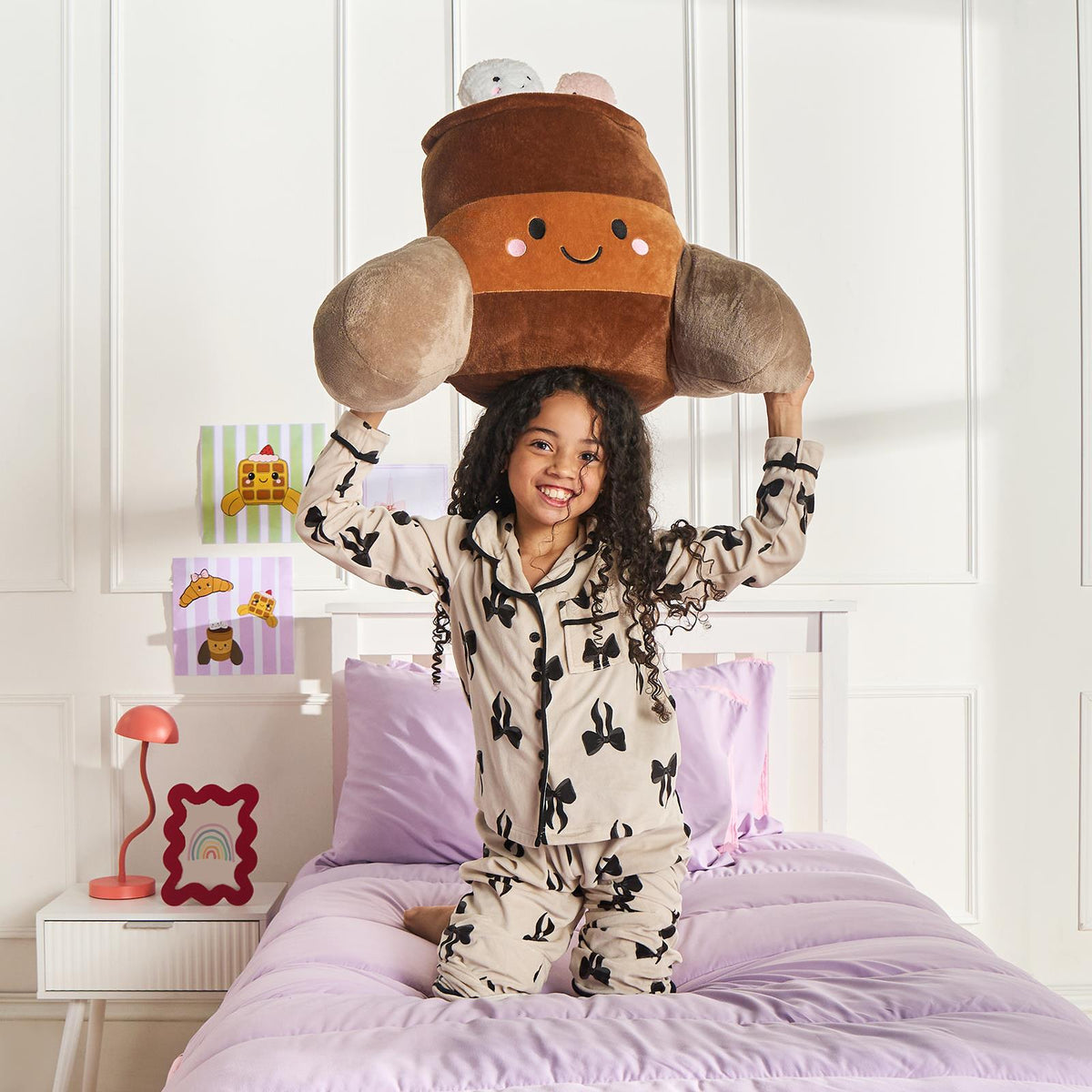 OHS Character Cuddle Cushion Soft Fleece Reading Pillow with Arms Bed Chair
