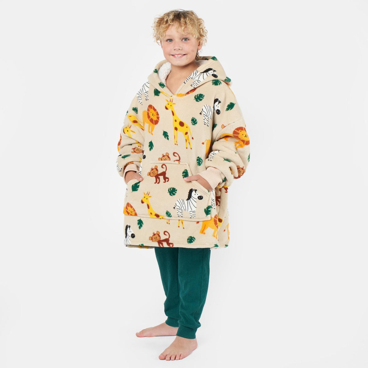 Kids Hoodie Blanket Oversized Sherpa Fleece Jumper Sweatshirt Soft Warm Throw