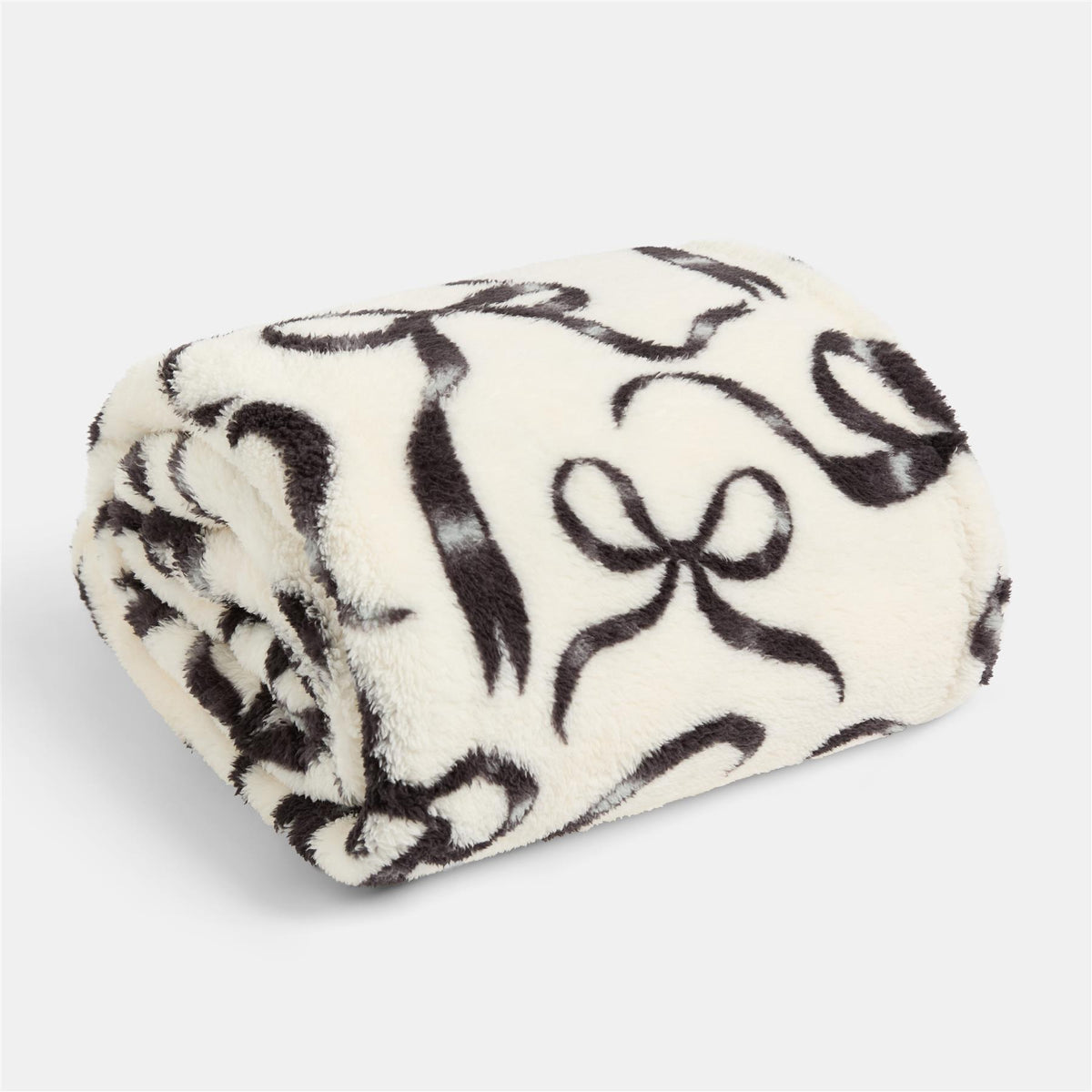 OHS Teddy Fleece Blanket Festive Bow Ribbon Supersoft Warm Thermal Throw