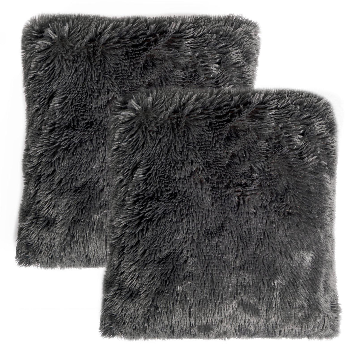 Sienna Set of 2 Fluffy Cushion Covers Shaggy Set Scatter Sofa 18" x 18