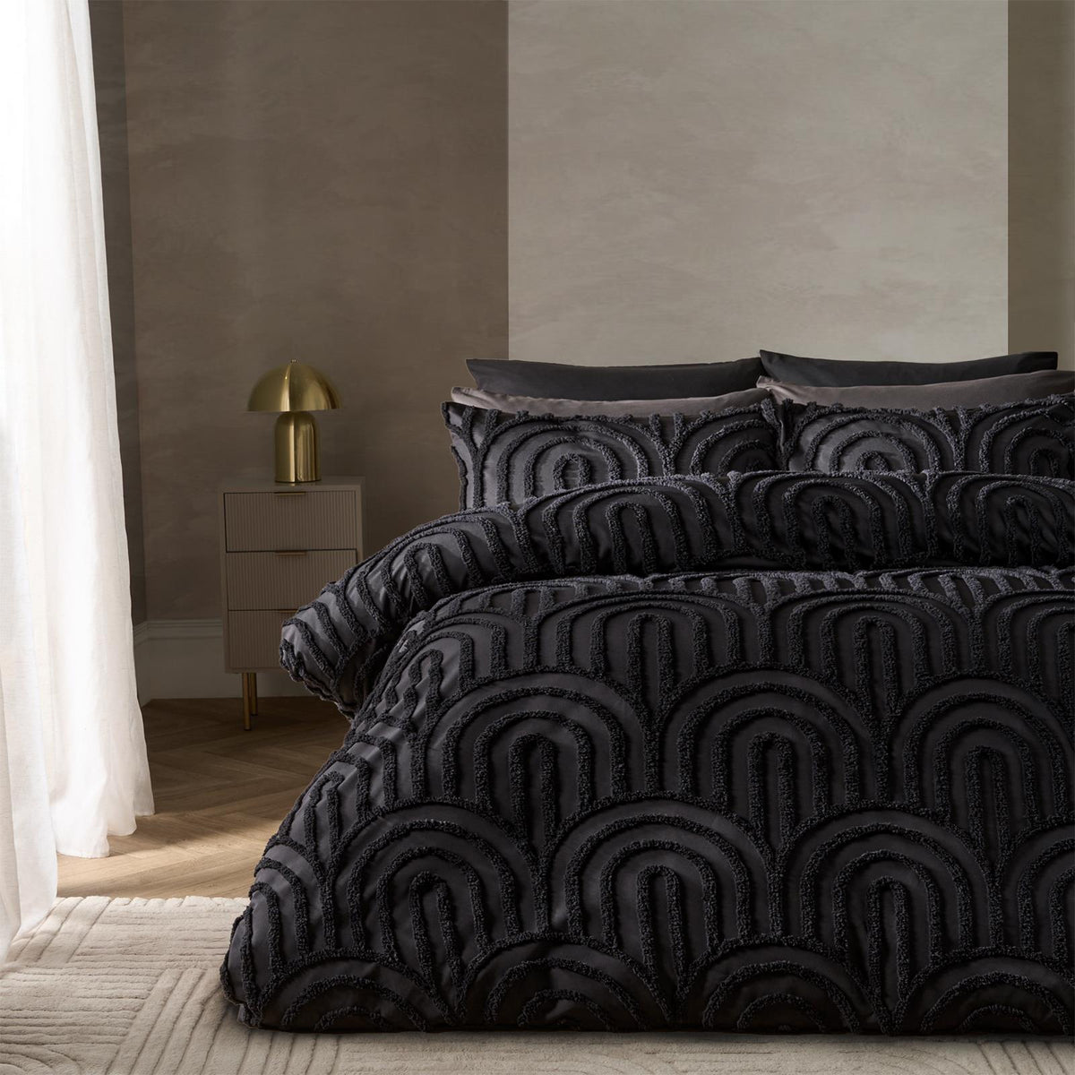 OHS Tufted Arches Bedding Set Duvet Cover with Pillowcase Double King Size