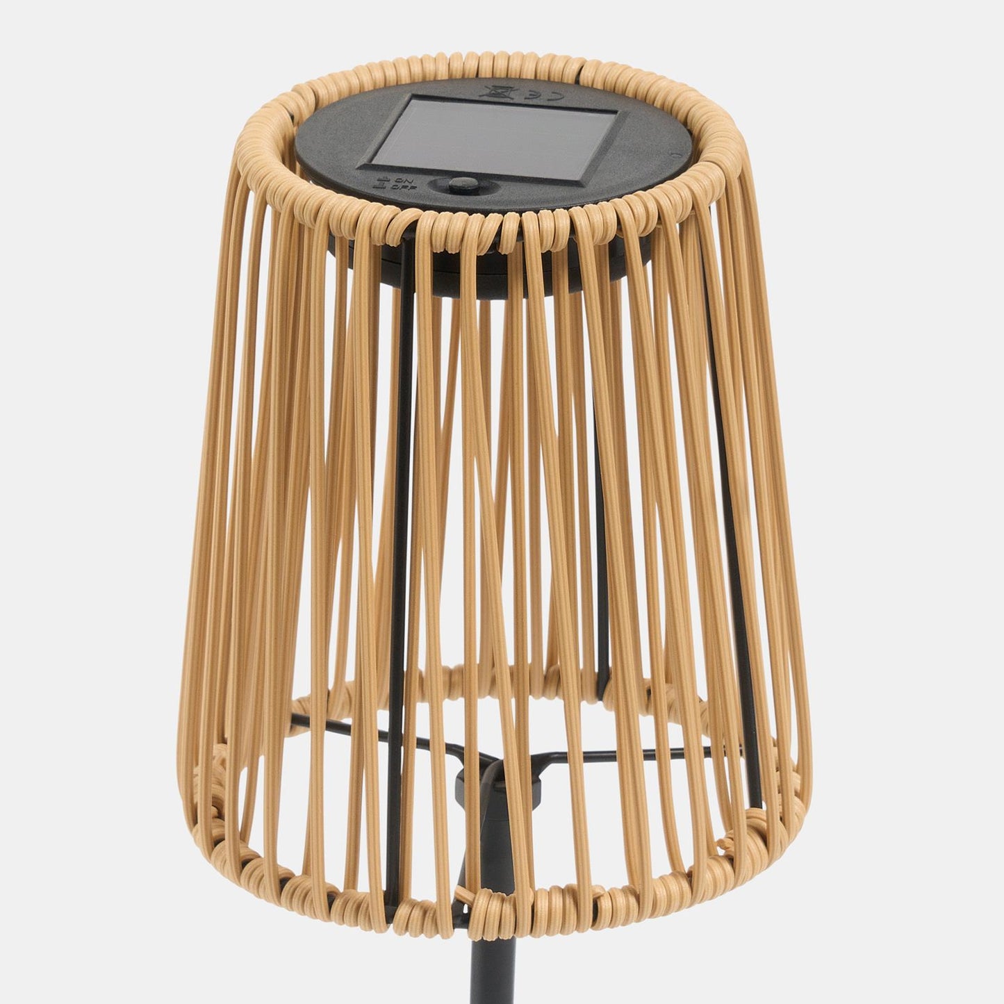 OHS Solar Table Lamp Rattan Cordless Outdoor Garden Light Dusk Sensor