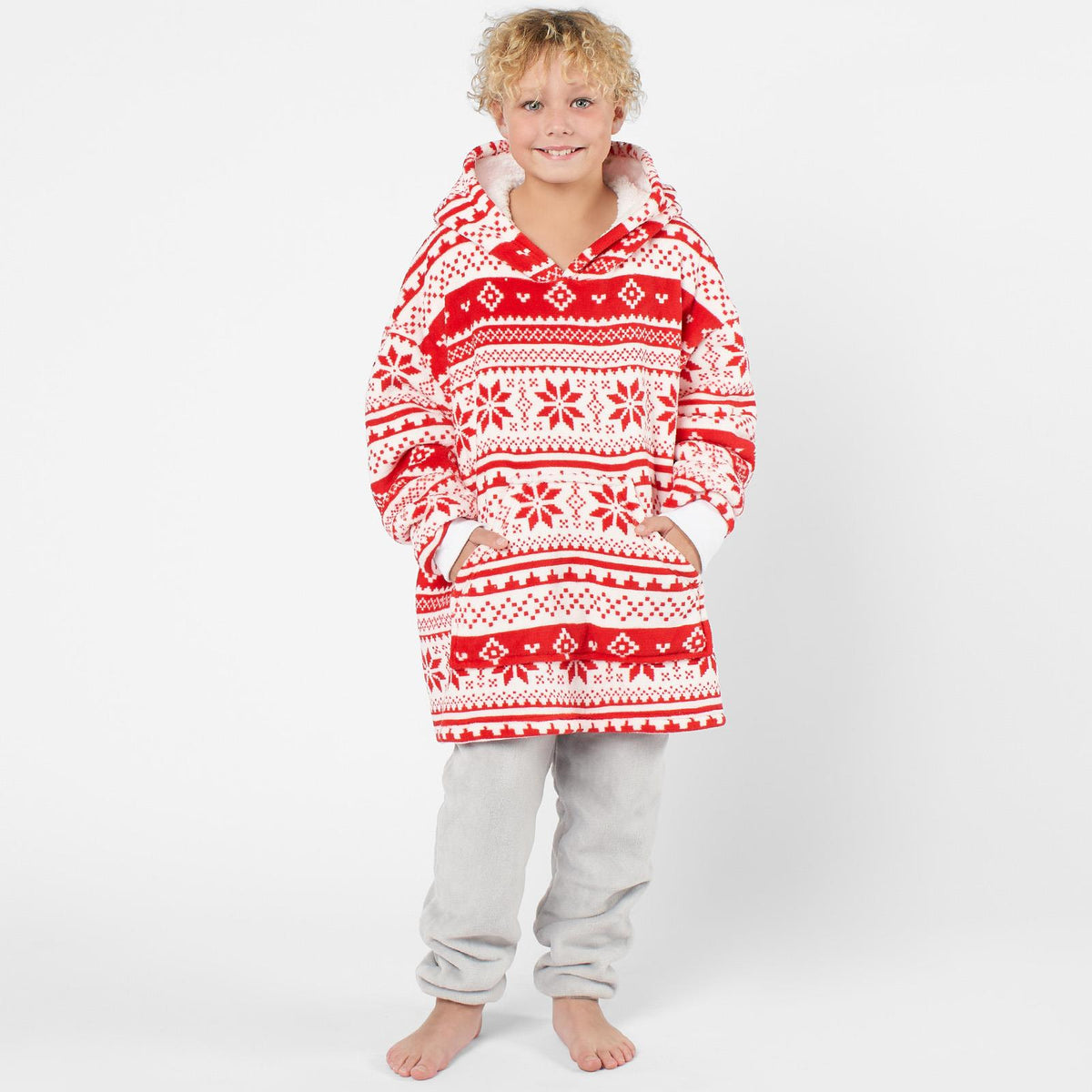 Kids Hoodie Blanket Oversized Sherpa Fleece Jumper Sweatshirt Soft Warm Throw