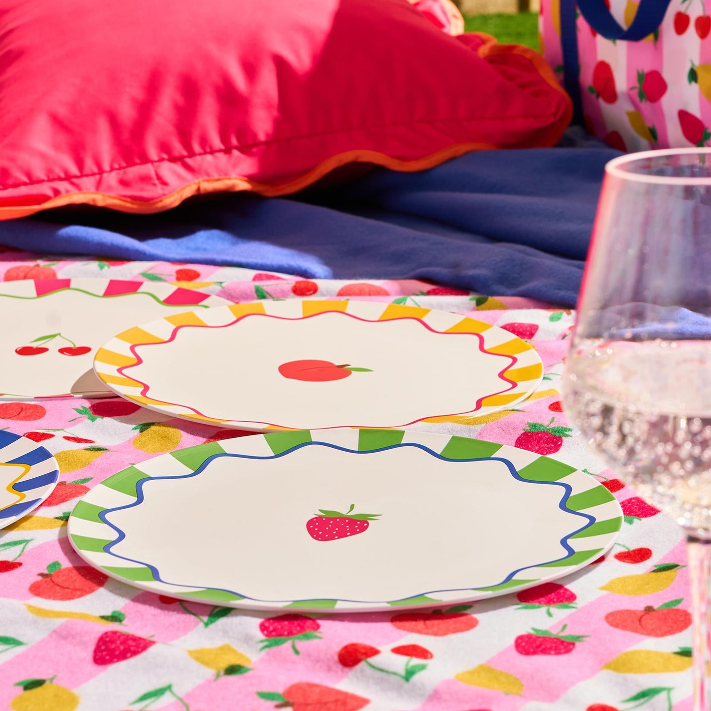 OHS Printed Picnicware Wine Cooler OR Picnic Blanket OR Bag Plates Bowls Glasses