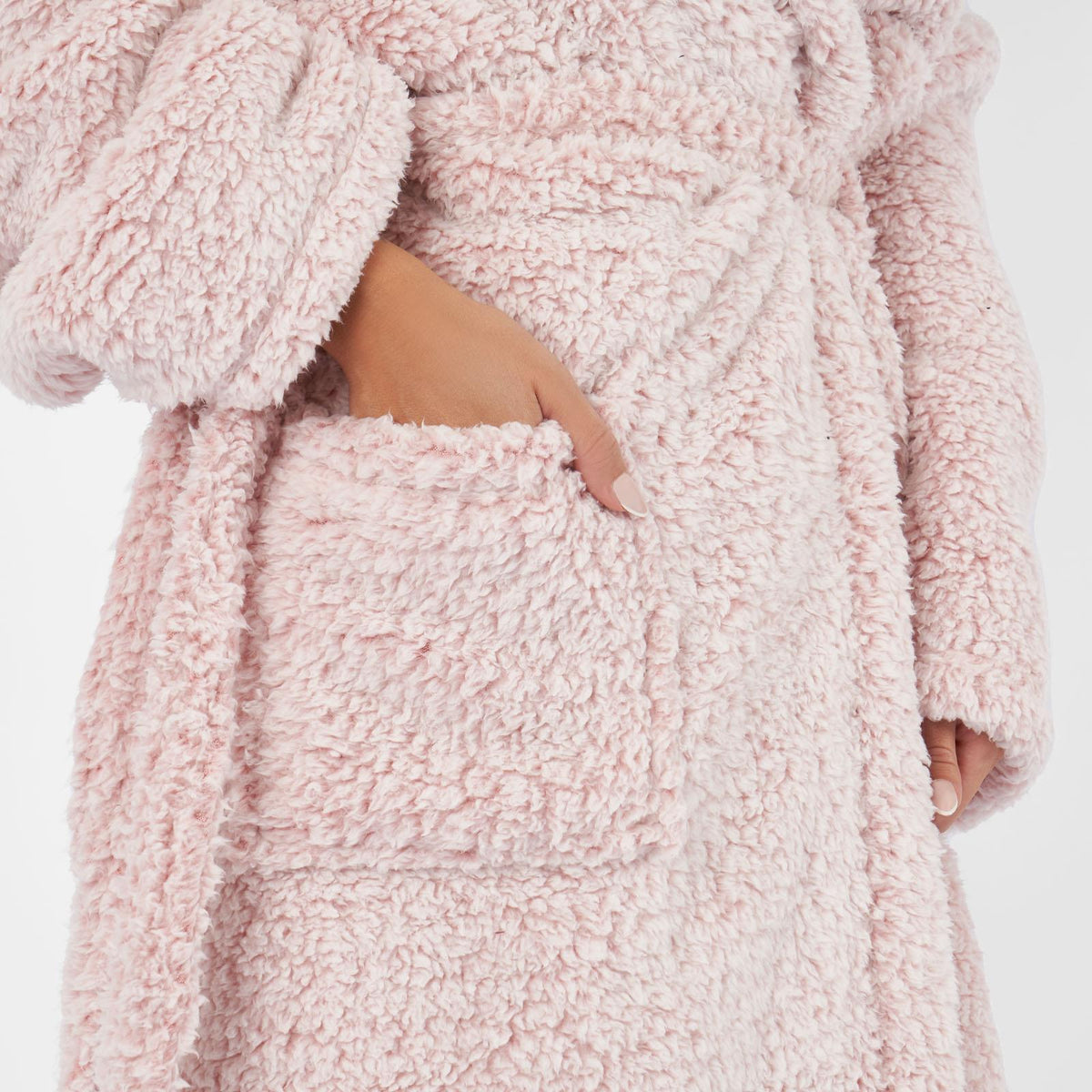 OHS Teddy Marl Fleece Soft Adults Dressing Gown Unisex Full-Length Robe