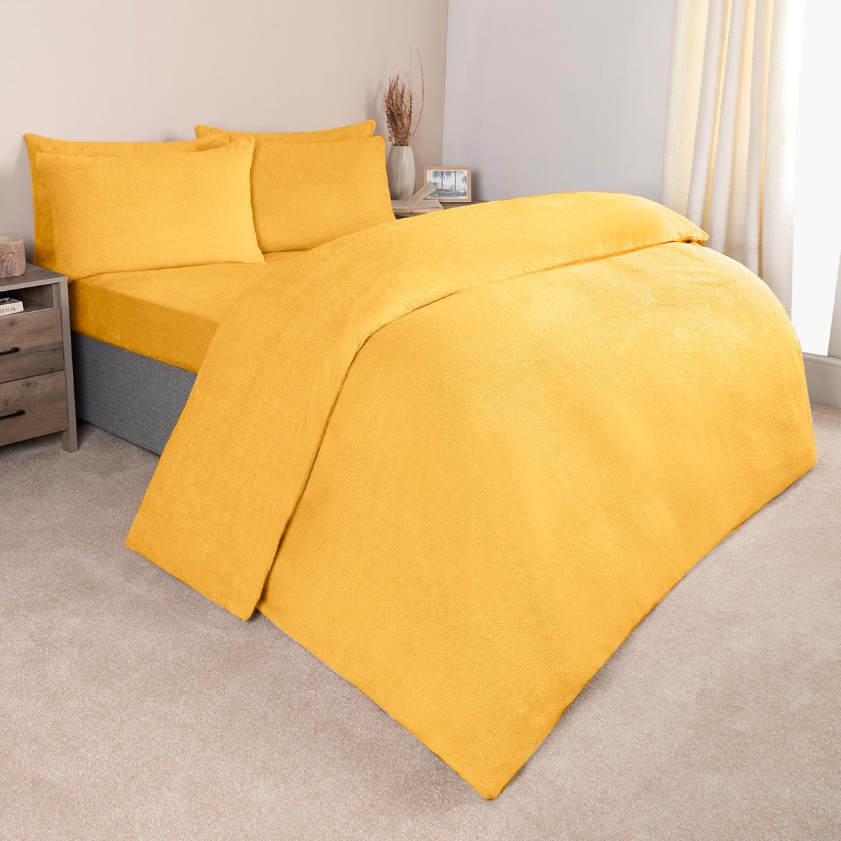 OHS Teddy Fleece Duvet Cover with Pillow Case Thermal Warm Bedding Set