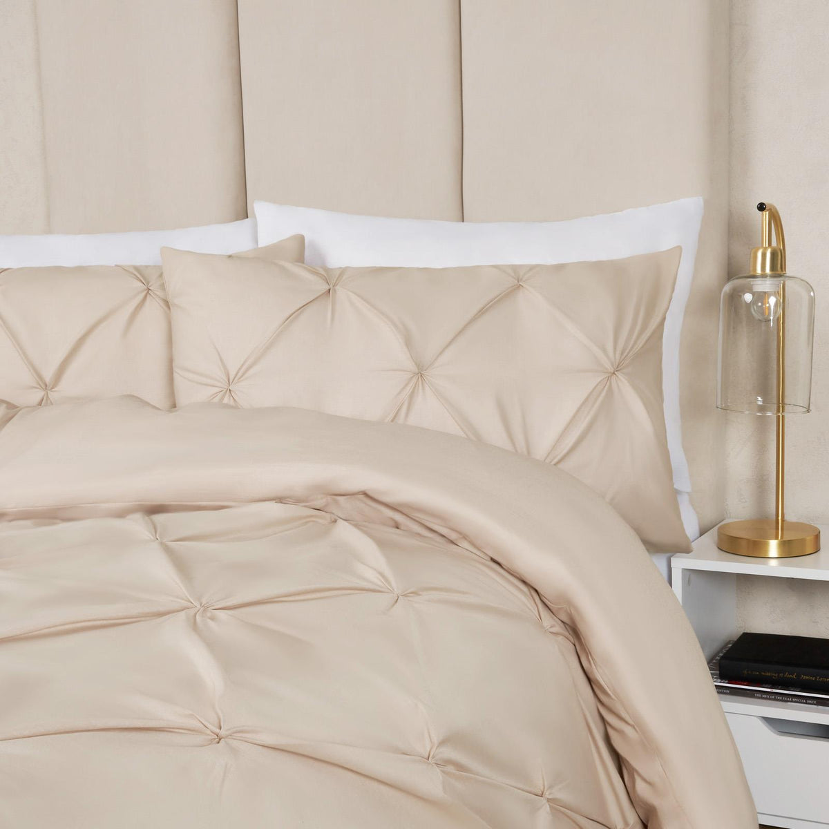 Pintuck Duvet Cover Pillowcase Pleated Polycotton Bedding Set Single Double King