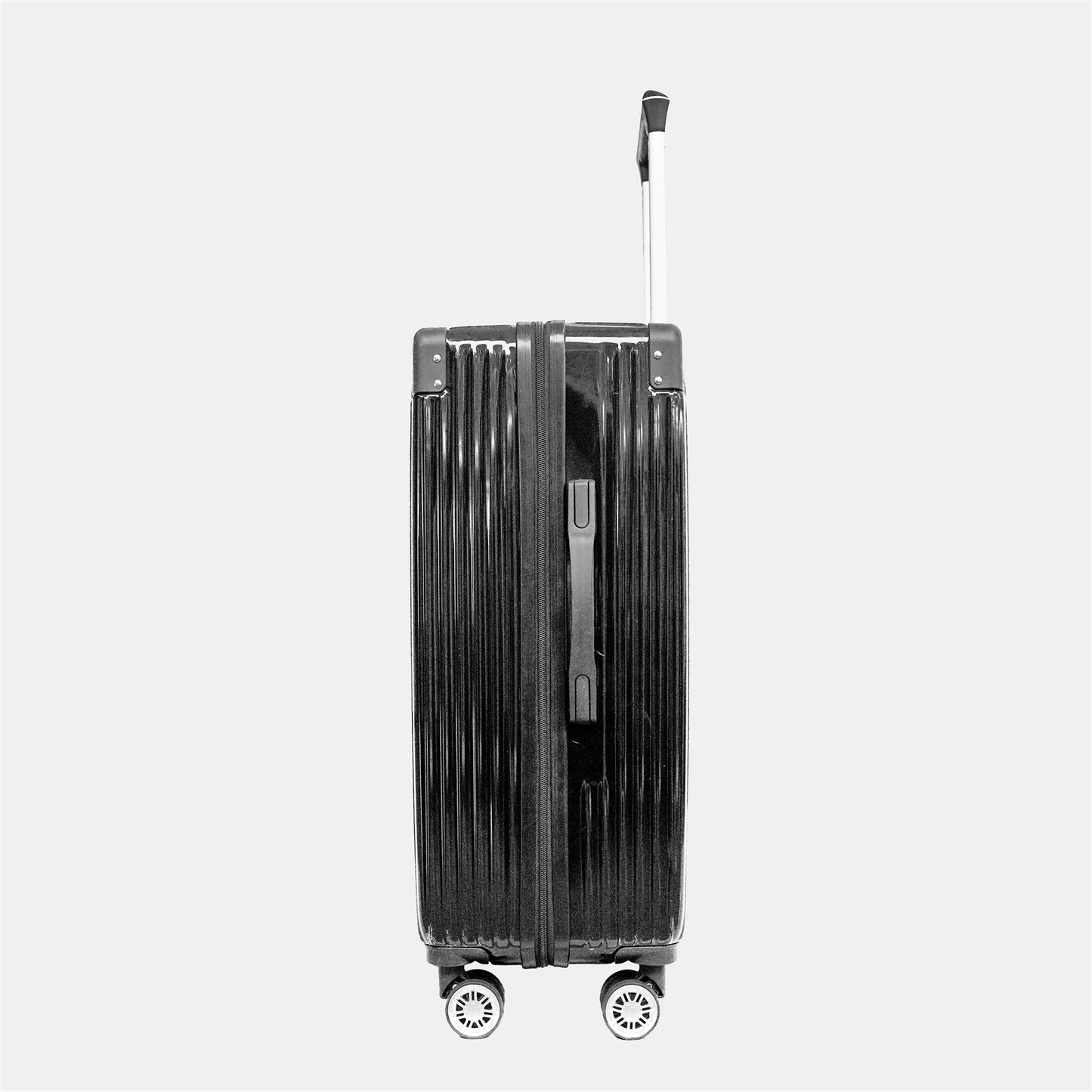 OHS Metallic Effect Suitcase Set 3-Piece Hard Shell Luggage 4 Wheel ABS
