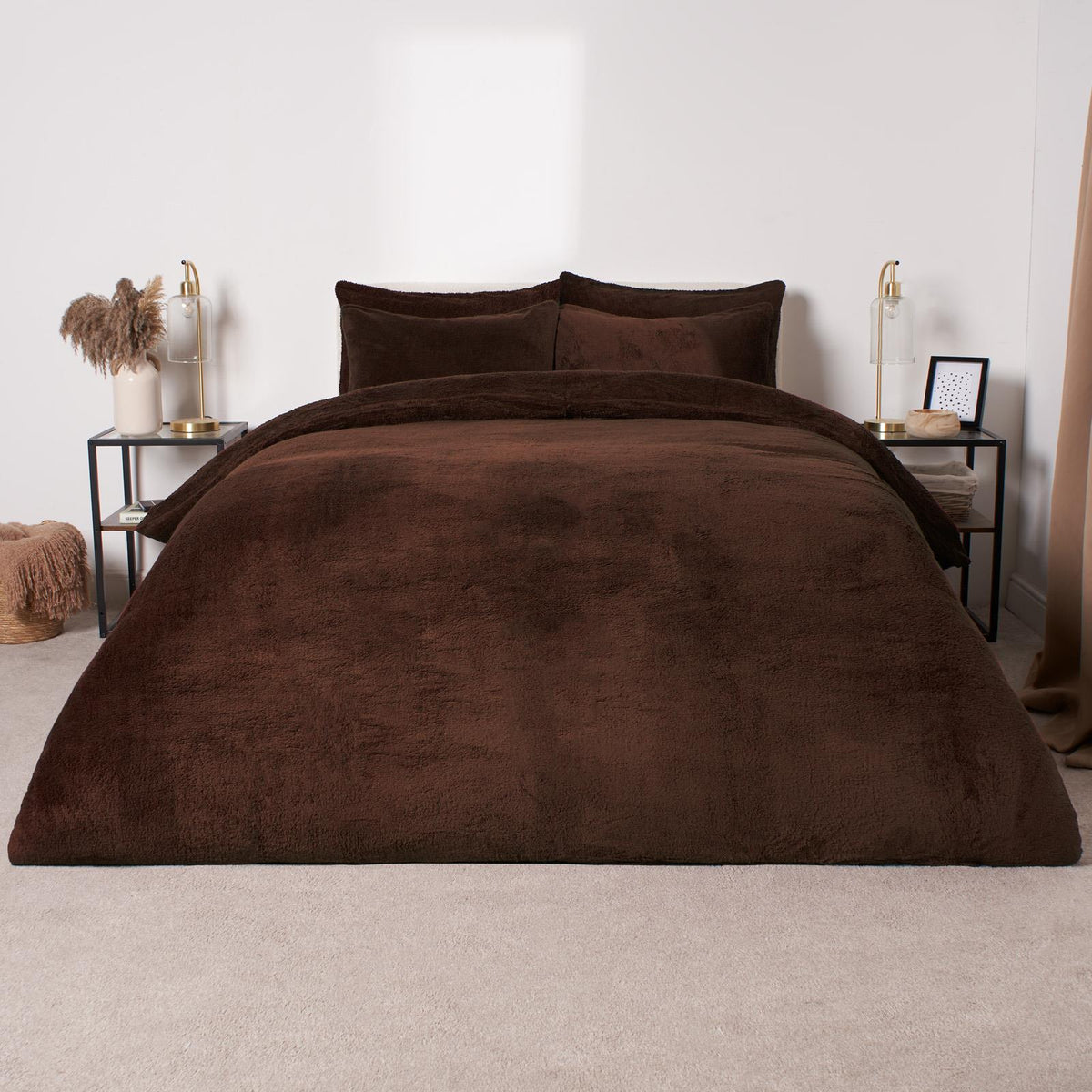OHS Teddy Fleece Duvet Cover with Pillow Case Thermal Warm Bedding Set