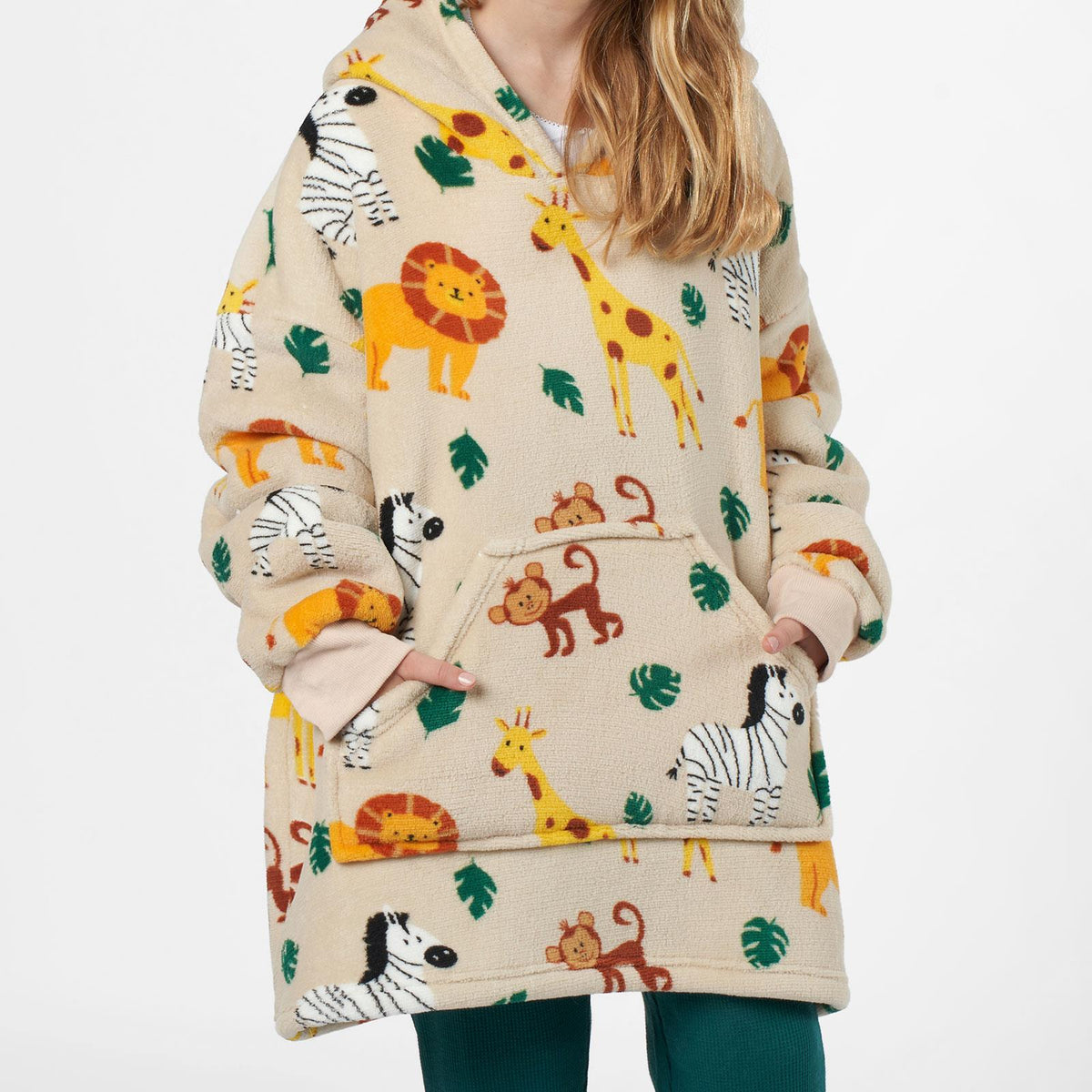 Kids Hoodie Blanket Oversized Sherpa Fleece Jumper Sweatshirt Soft Warm Throw
