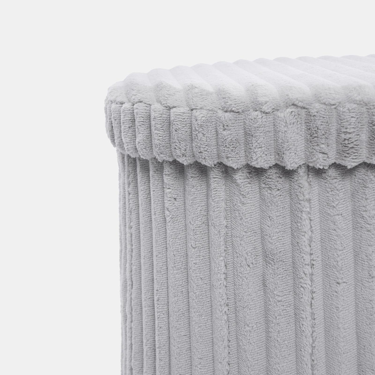 OHS Storage Box Lid Ottoman Folding Ribbed Fleece Footstool Tub Seat