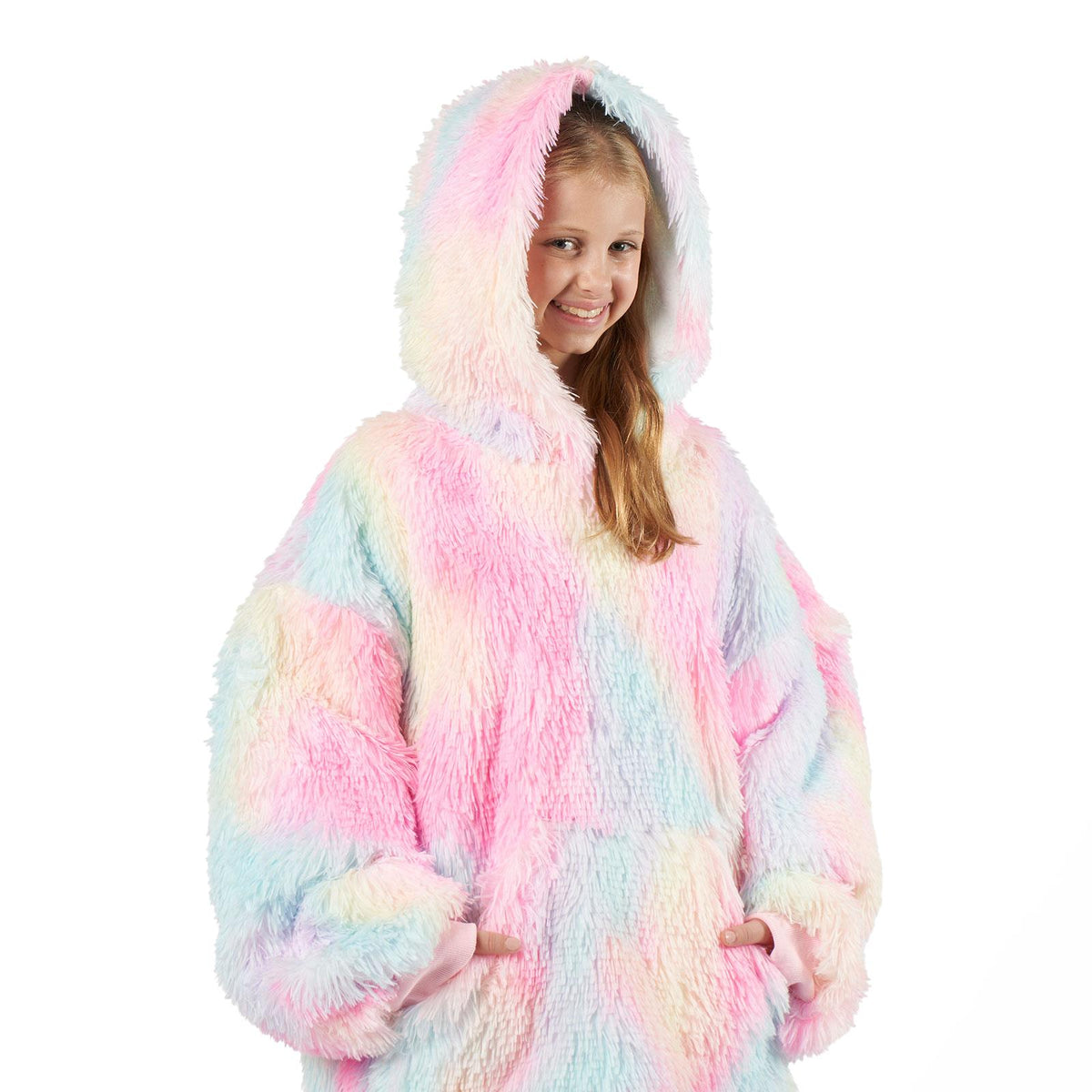 Hoodie Blanket Fluffy Long Fibre Sherpa Fleece Kids Oversized Sweatshirt Throw