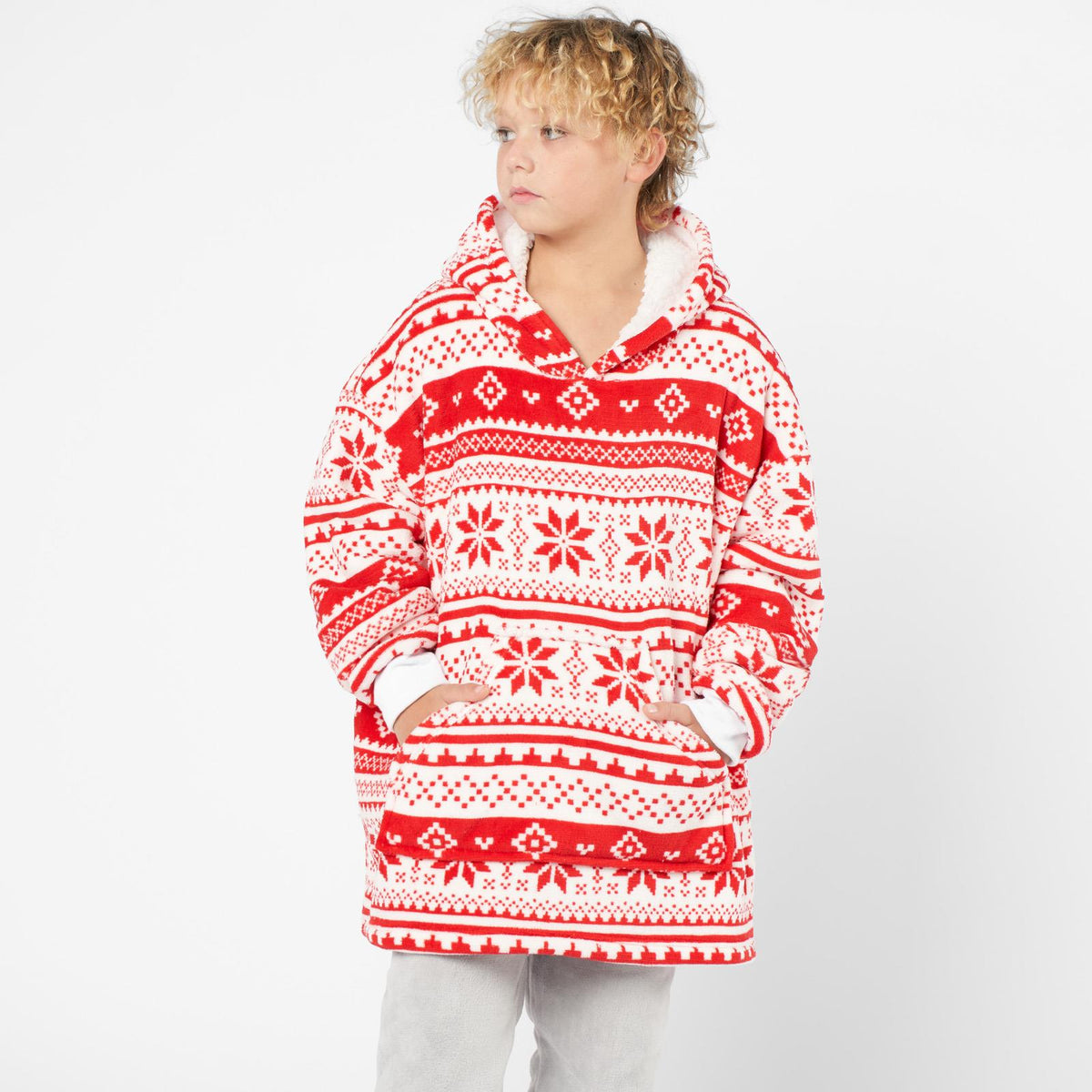 Kids Hoodie Blanket Oversized Sherpa Fleece Jumper Sweatshirt Soft Warm Throw