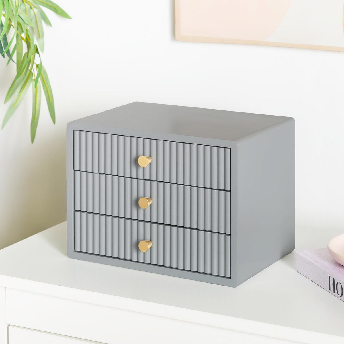 OHS Ribbed Desktop Drawers Organiser Freestanding Tabletop Cabinet Storage Unit