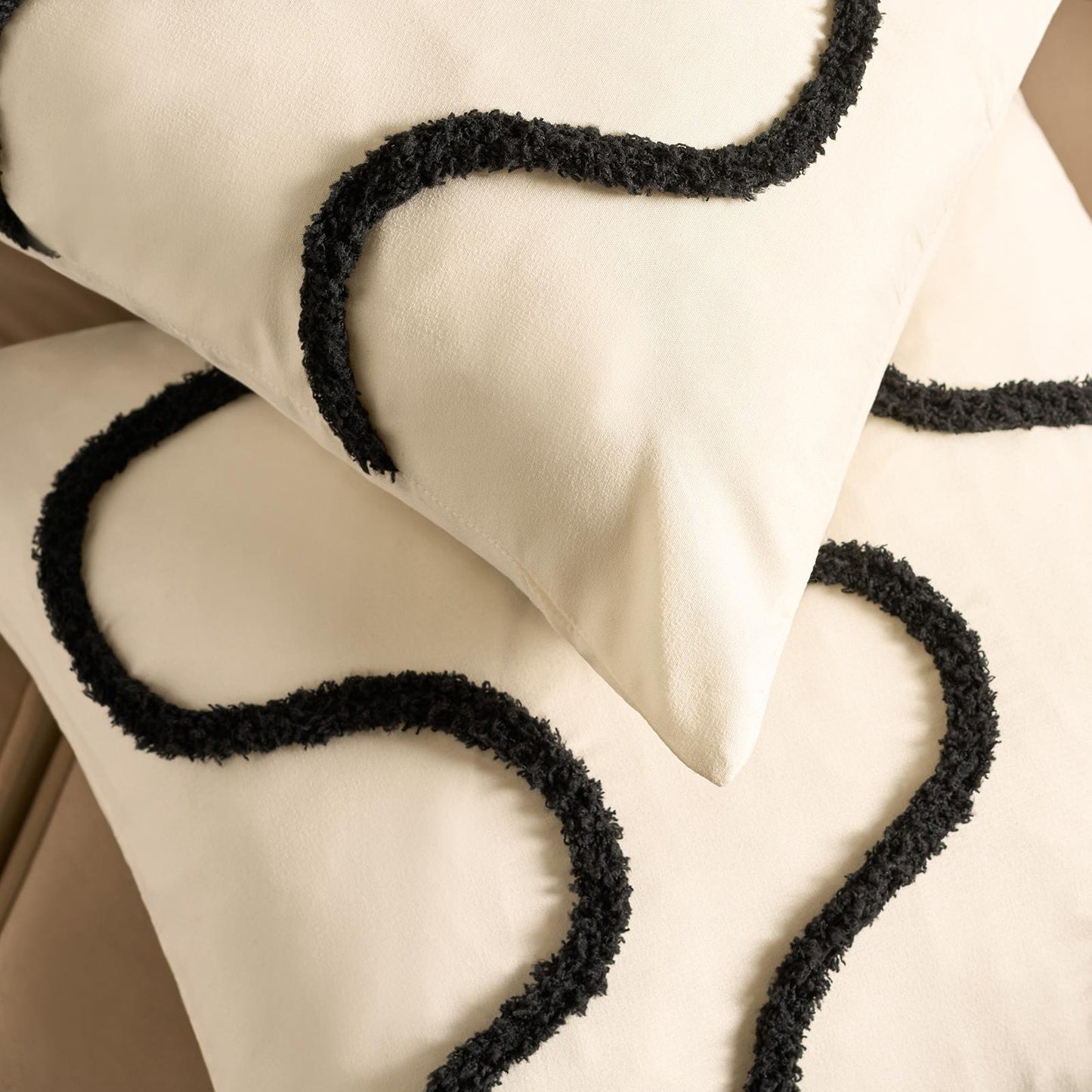 OHS Tufted Waves Cushion Covers 2 Pack Decorative Square Pillowcases