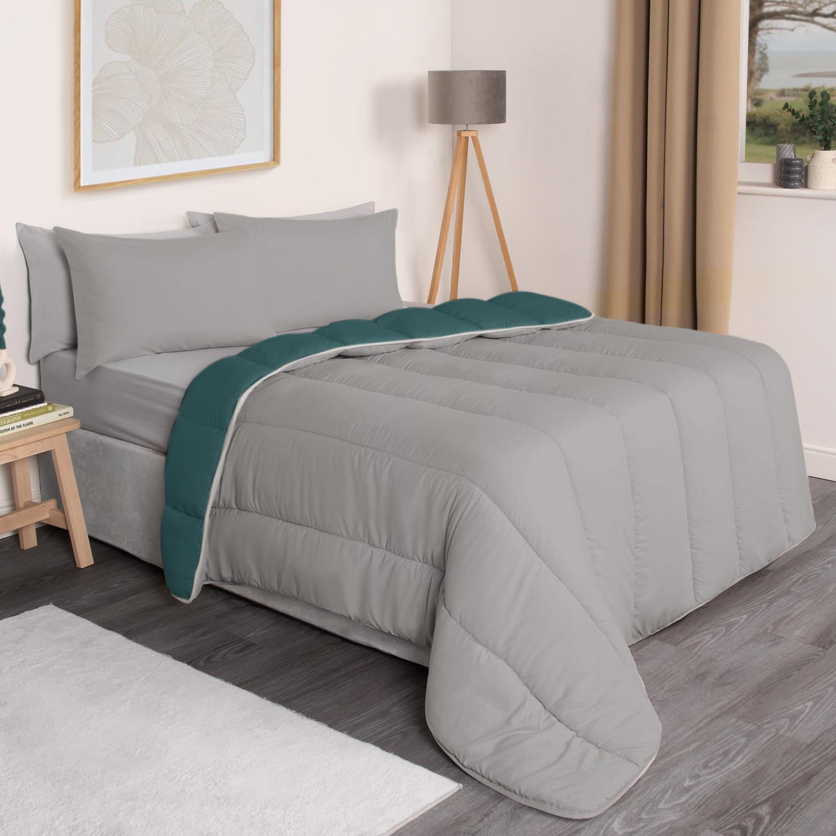 OHS Coverless Duvet & Pillowcase 10.5 Tog Bedding Set Easy Care Reversible
