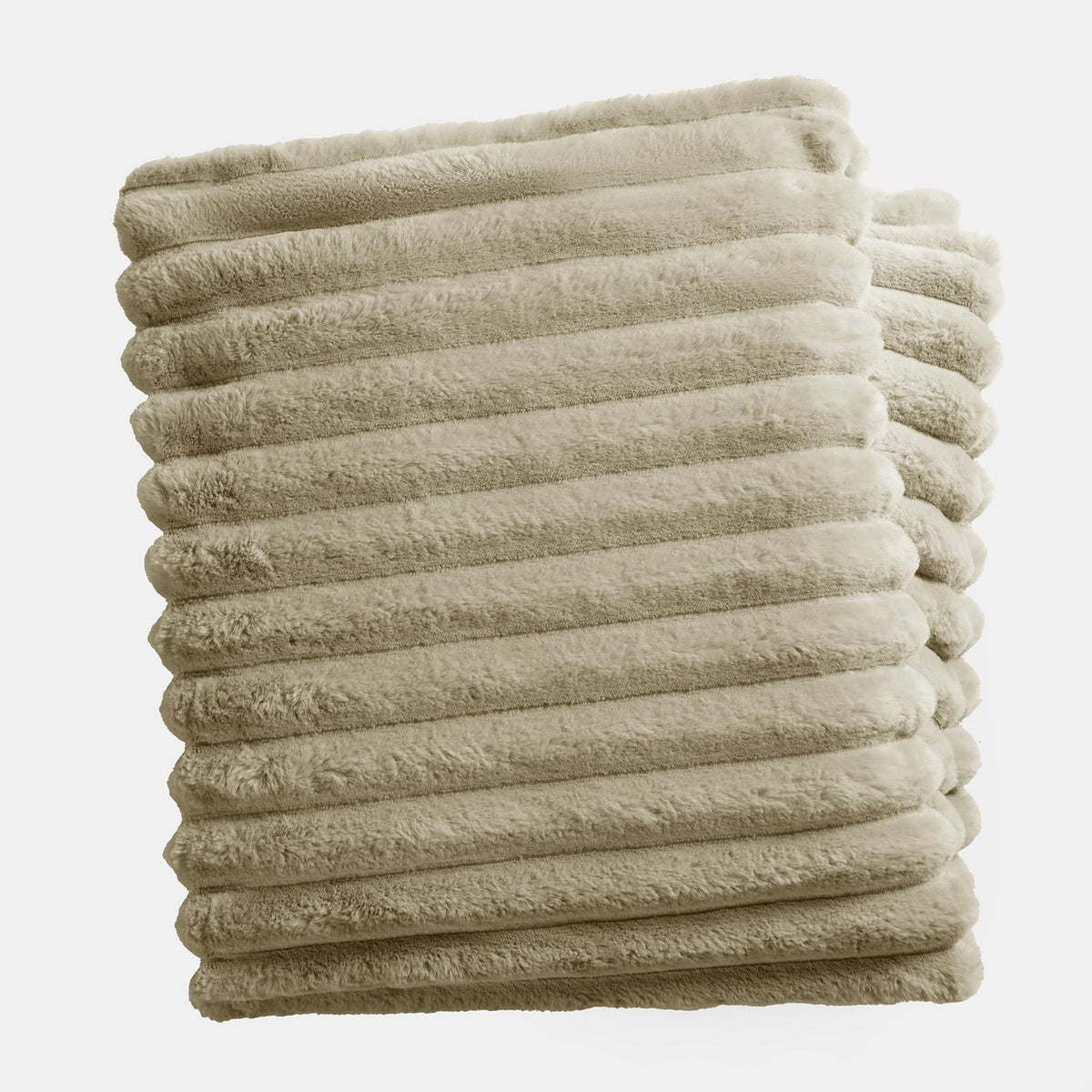 OHS Faux Fur Ribbed Fleece Throw Over Bed Blanket Warm Supersoft