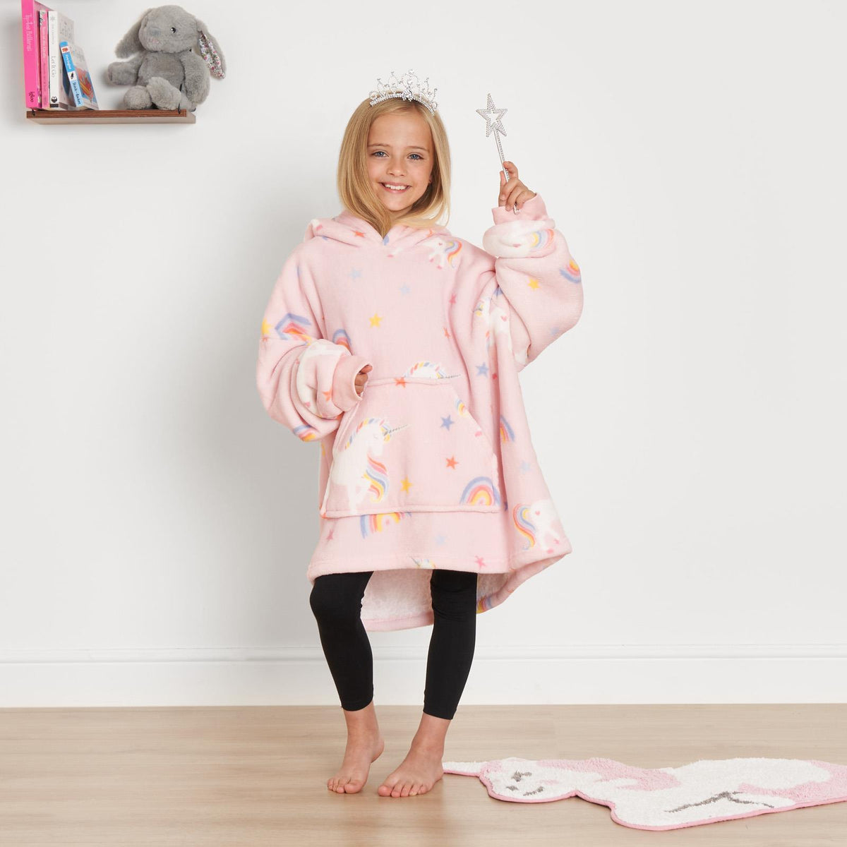 Kids Hoodie Blanket Oversized Sherpa Fleece Jumper Sweatshirt Soft Warm Throw