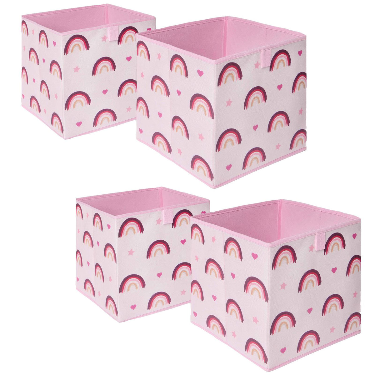 OHS Multi Pack Rainbow Print Folding Set Square Easy Space Storage Boxes Cube
