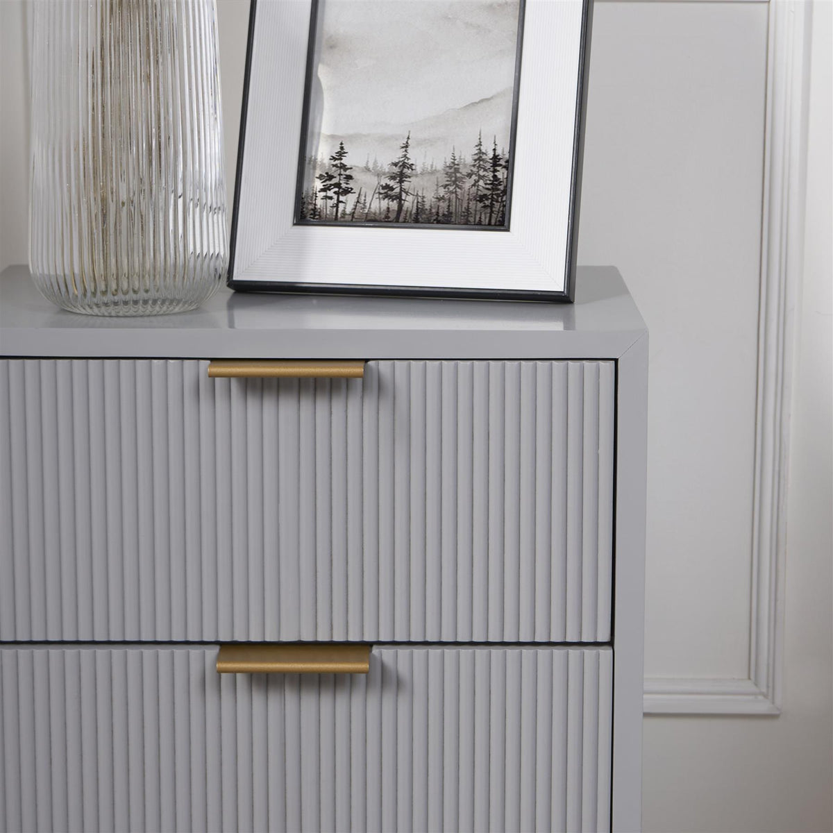 OHS Ribbed Drawer Unit Bedside Table 3/4/5/6 Draw Cabinet Nightstand Sideboard