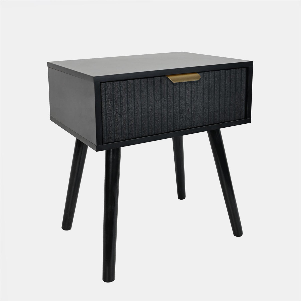 OHS Ribbed Bedside Nightstand 1 Drawer Storage Unit Wooden End Table
