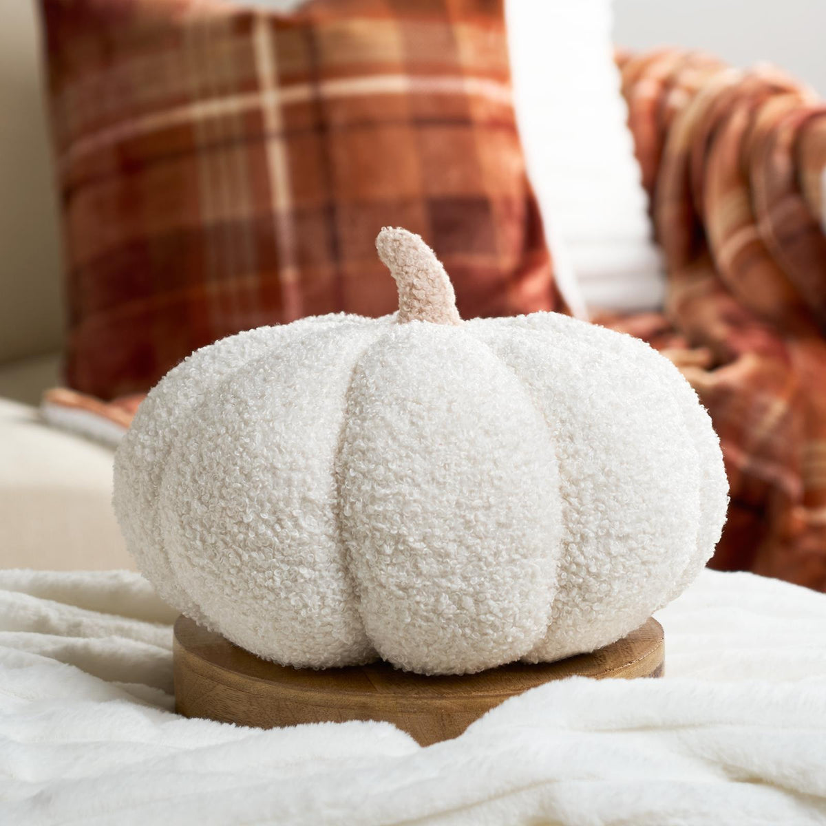 Pumpkin Sofa Cushion Soft Fleece Filled 1/2 Pack Autumn Plush Home Decor Plump