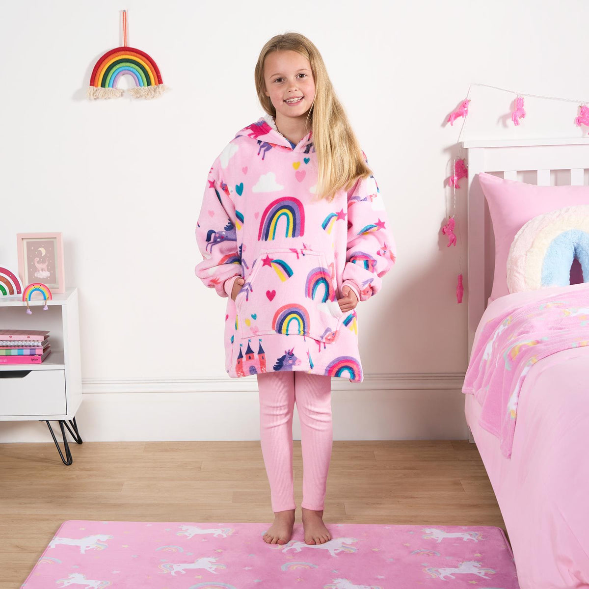 Kids Hoodie Blanket Oversized Sherpa Fleece Jumper Sweatshirt Soft Warm Throw